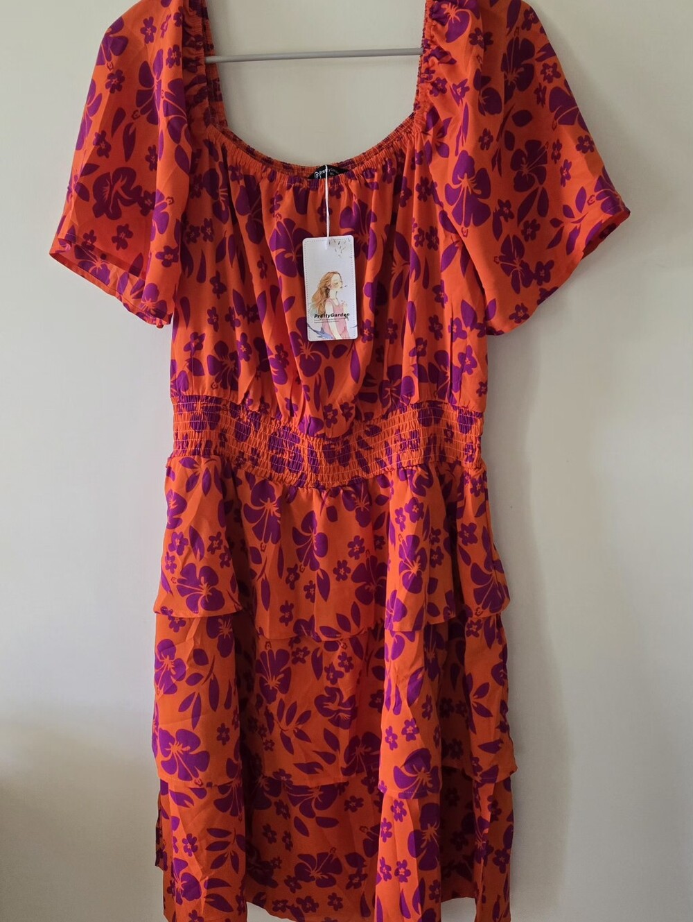 NWT PRETTYGARDEN ON/OFF SHOULDER TIERED MIDI DRESS SIZE XL